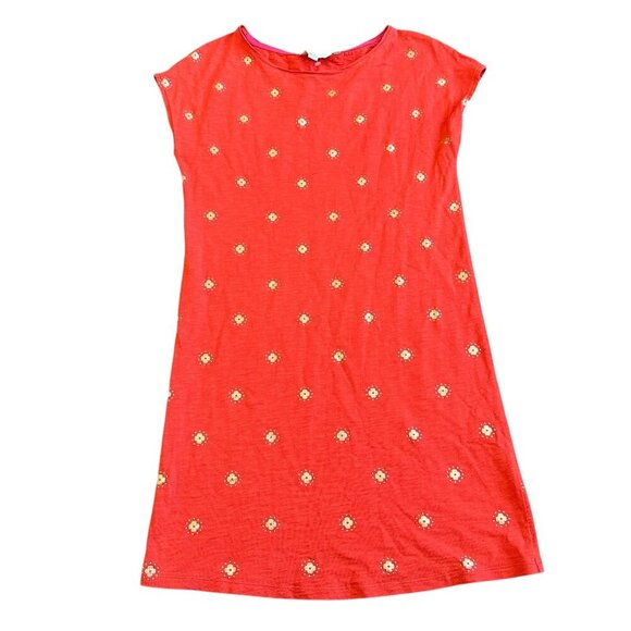 Boden Paulina Jersey Dress Short Sleeve Orange Gold Print Stretch Size 2 Women's - Picture 1 of 10